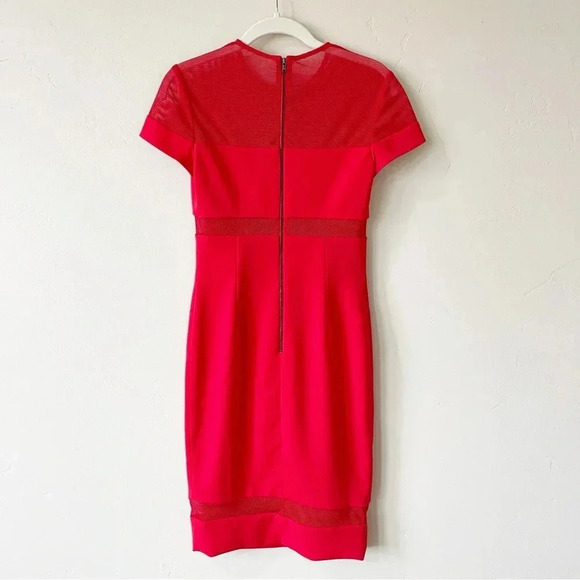 Jay Godfrey Mesh Panel Red Dress Knee Length Womens Size 2 - Picture 9 of 13